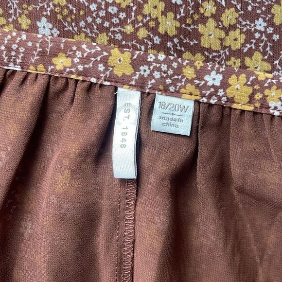 CATO Established 1946 18-20W  Romantic Floral Daisy Floral Blouse Ruffla Sleeve - Picture 8 of 9